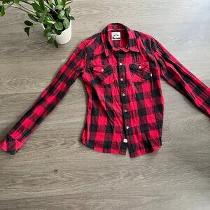 TNA Red & Black Flannel Button-Down Shirt